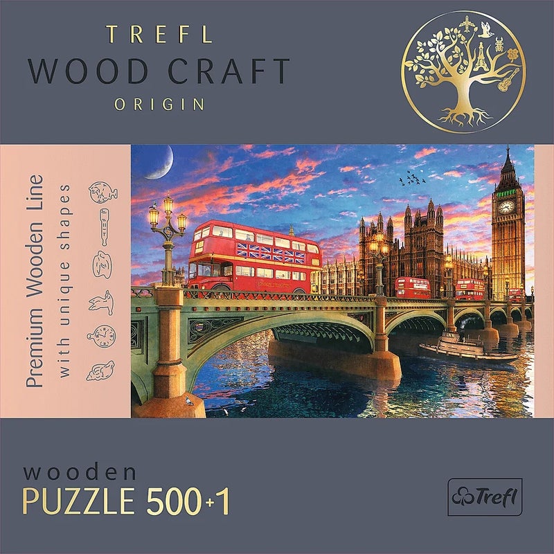 Trefl - Wood Craft Palace of Westminster, Big Ben, London Wooden Puzzle 500+1 Pieces - 20155 - Image 4