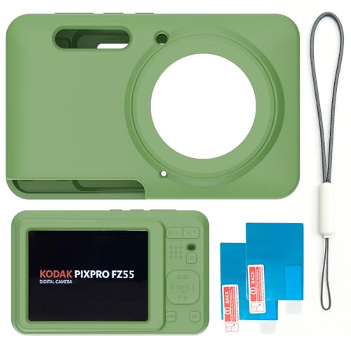 Tedubax Case for Kodak PIXPRO FZ55,FZ55 accessories,Soft Silicone Protective Case,Comes with 2 Screen Protectors and 1 Wrist Strap - Matcha green - Image 5
