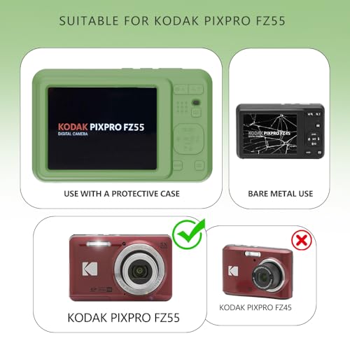 Tedubax Case for Kodak PIXPRO FZ55,FZ55 accessories,Soft Silicone Protective Case,Comes with 2 Screen Protectors and 1 Wrist Strap - Matcha green - Image 2