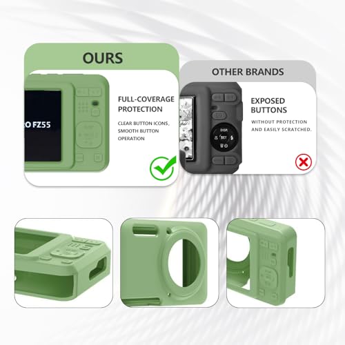 Tedubax Case for Kodak PIXPRO FZ55,FZ55 accessories,Soft Silicone Protective Case,Comes with 2 Screen Protectors and 1 Wrist Strap - Matcha green - Image 4
