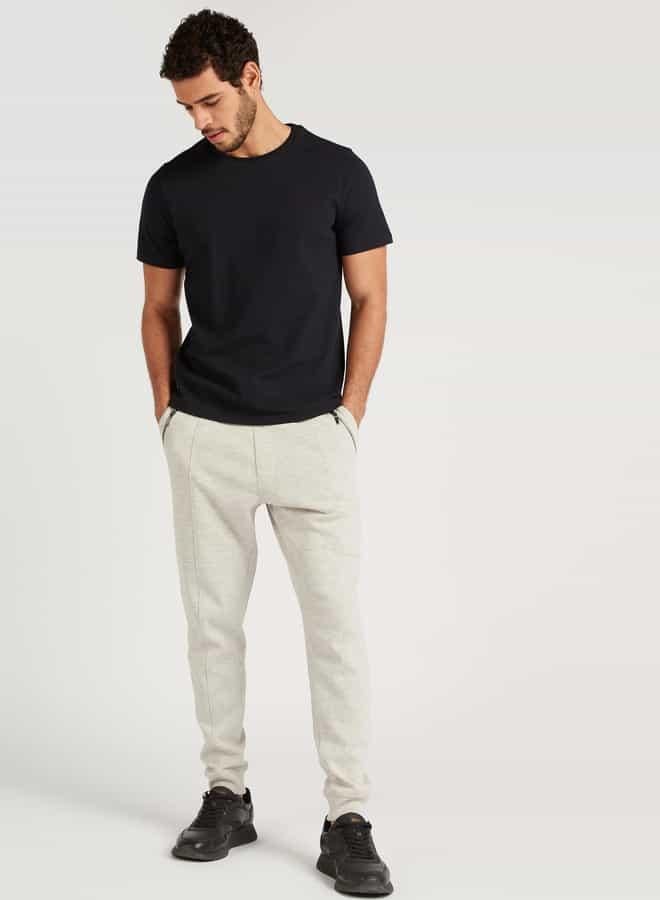 Iconic Textured Slim Fit T-shirt with Crew Neck and Short Sleeves - Image 2
