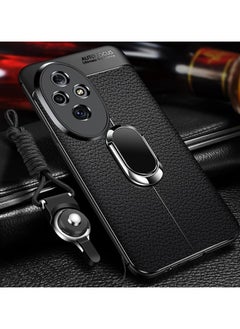 General Case for Honor 200 Pro (2024),Magnetic Suction Anti-fall Shockproof Hard Case,Leather Ultra-Thin Protective Cover with Wrist Strap and Finger Ring 