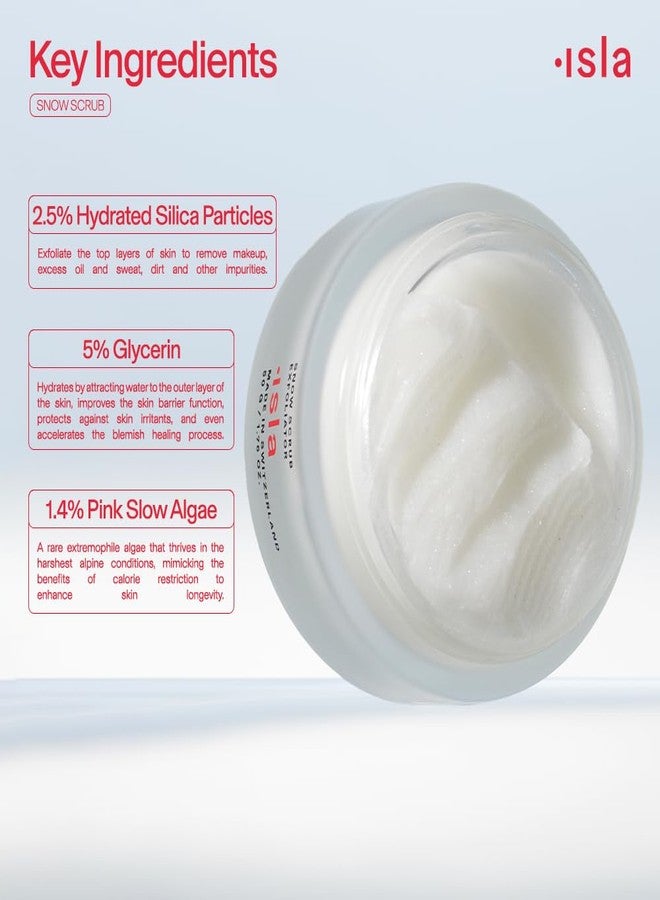 ISLA Snow Scrub Exfoliating Treatment, Smooths Texture, Unclogs Pores & Boosts Radiance, Hydrated Silica, Fruit Enzymes, Glycerin & Pink Slow Algae, Skin Barrier-Safe, 1.76 fl oz - Image 3