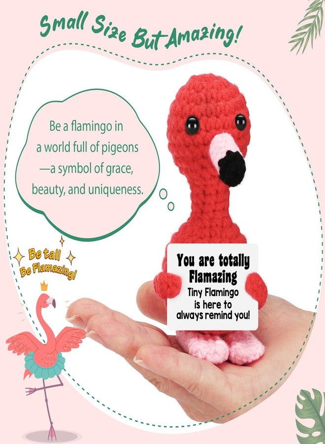 BdayPtion Mini Flamingo Valentines Day Daughter Kids Gifts, Birthday Gifts for Women , Easter Basket Essentials Stuffers for Teens Girl Positive Crochet Animals Amazing Emotional Plush Support Handmade Flamingo - Image 2