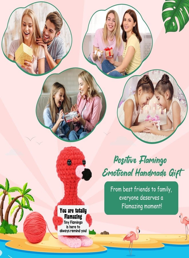 BdayPtion Mini Flamingo Valentines Day Daughter Kids Gifts, Birthday Gifts for Women , Easter Basket Essentials Stuffers for Teens Girl Positive Crochet Animals Amazing Emotional Plush Support Handmade Flamingo - Image 5