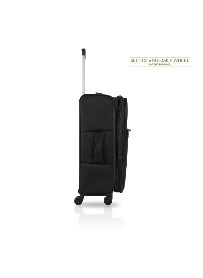 توتشي تريبليتا طقم حقائب سفر ترولي بغلاف ليّن 3 قطع أسود 85 x 32 x 52 سم T0358 BLACK - Image 4