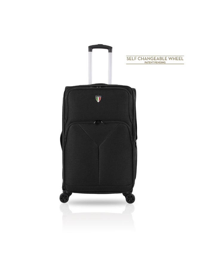 توتشي تريبليتا طقم حقائب سفر ترولي بغلاف ليّن 3 قطع أسود 85 x 32 x 52 سم T0358 BLACK - Image 2