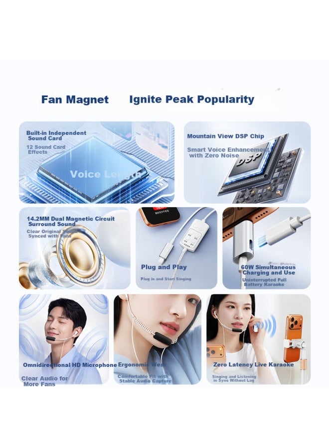 Youfes Independent Sound Card Wired Earphones Live K-singing Professional Mobile Recording Microphone Tiktok Host Singing Headset With Ear Return Compatible With Apple Huawei - Image 1
