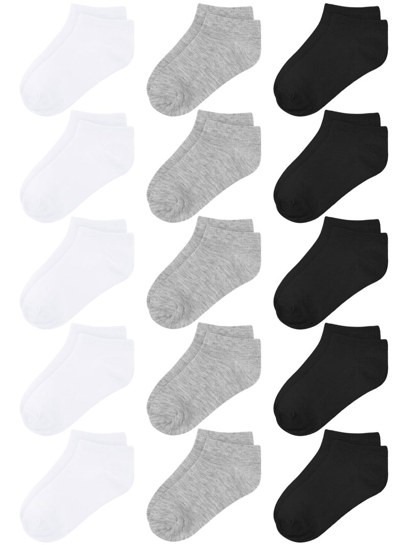 Cooraby 15 Pack Kids' Half Cushion Low Cut Athletic Ankle Socks Boys Girls Ankle Socks - Image 1