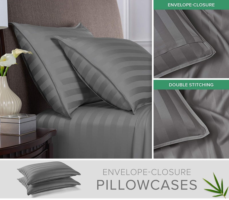Pure Bamboo Full Sheets by Pure Bamboo  Genuine 100% Organic Viscose Derived from Bamboo Bed Sheet Set  Luxuriously Soft & Cooling  Double Stitching  Lifetime Quality Promise (Full  Jacquard Stone)  - Image 3