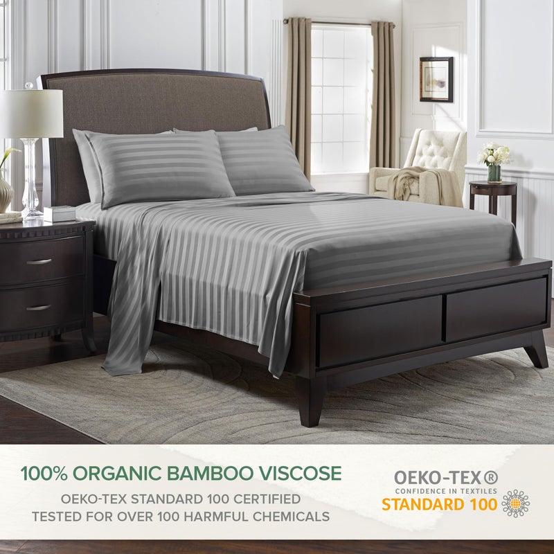 Pure Bamboo Full Sheets by Pure Bamboo  Genuine 100% Organic Viscose Derived from Bamboo Bed Sheet Set  Luxuriously Soft & Cooling  Double Stitching  Lifetime Quality Promise (Full  Jacquard Stone)  - Image 2