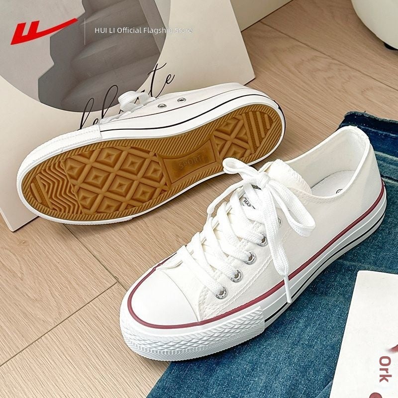Warrior Women’s canvas shoes, classic and minimalist skate-style, Korean‑inspired versatile couple’s white sneakers. - Image 5