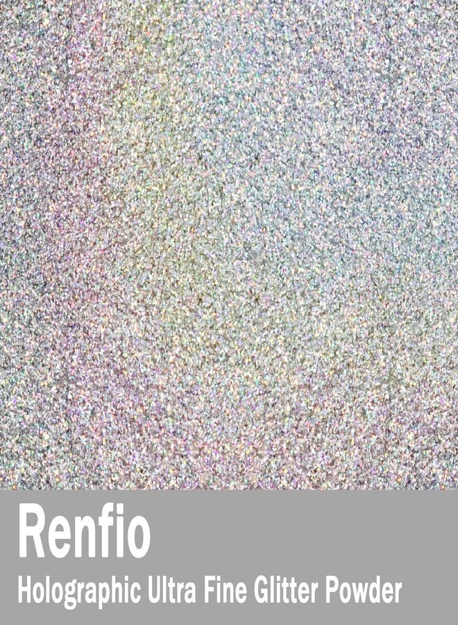 Renfio Holographic Ultra Fine Metallic Resin Glitter 2.11 Oz (60g) PET Flakes Crafts Sequins 1/128" 0.008" 0.2mm Epoxy Chips Flakes Rainbow Glitter for Tumblers Slime - Laser Silver - Image 2