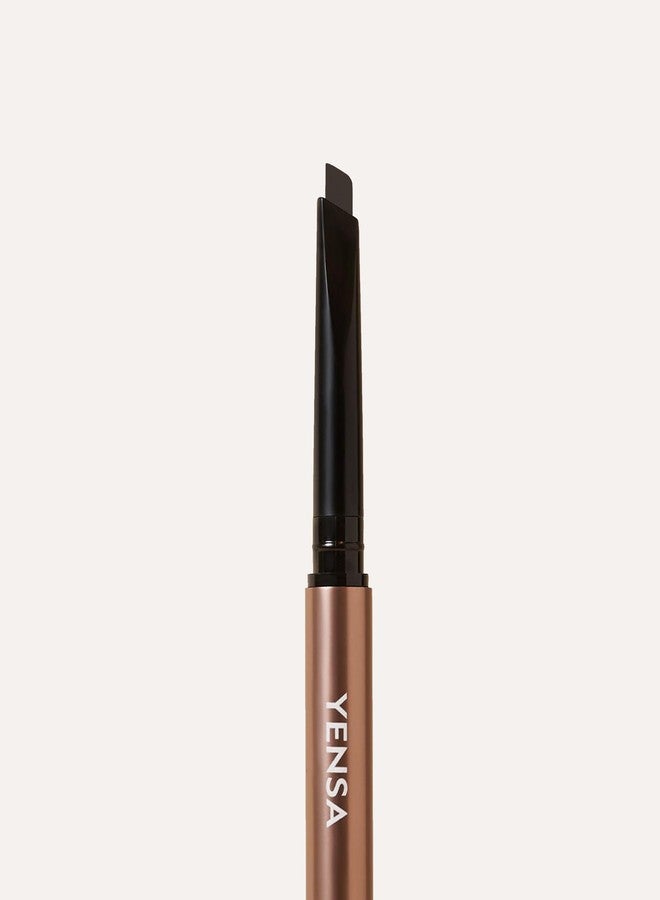 YENSA Super Brow Defining Sculpting Eyebrow Pencil - Micro Brow Pencil with Precision Tip & Spoolie - Smudge-Proof Eyebrow Liner Infused with 8 SuperOils - Soft Black (0.01 oz) - Image 2