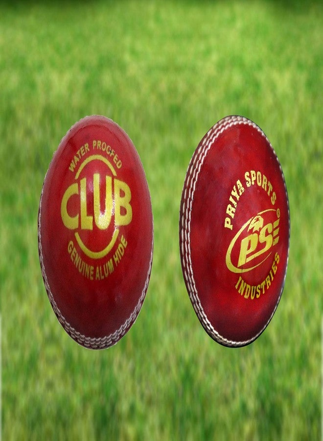 PSE Priya Sports Red Club Leather Cricket Ball Two Part Pack of 2 - Image 2