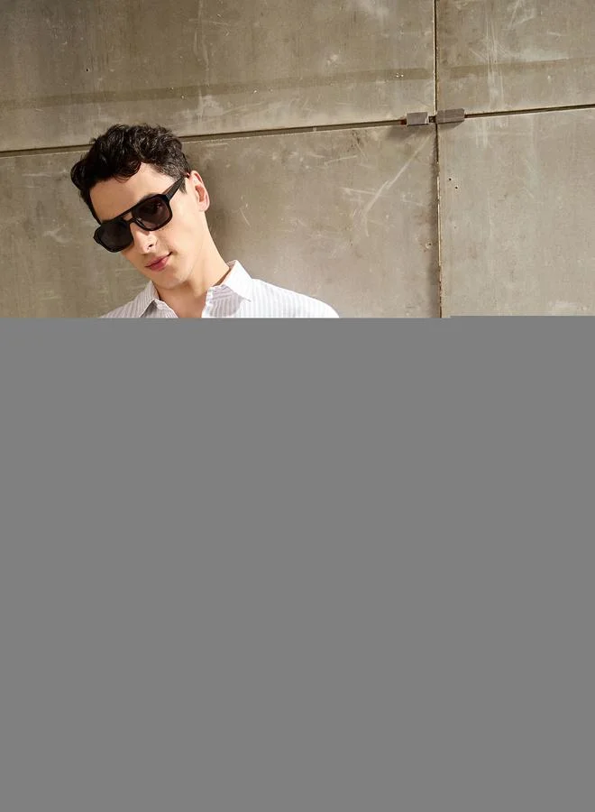 SASSAFRAS Men Striped Overlap Long Sleeve Relaxed Fit Shirt