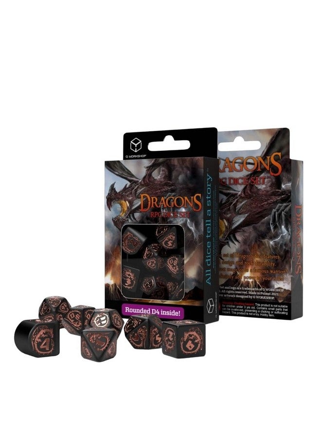 Q WORKSHOP Dragons Modern Dice Set Black & Copper - Image 1