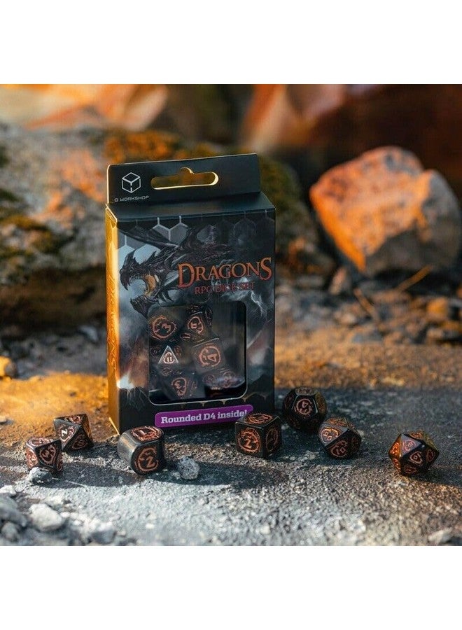 Q WORKSHOP Dragons Modern Dice Set Black & Copper - Image 3