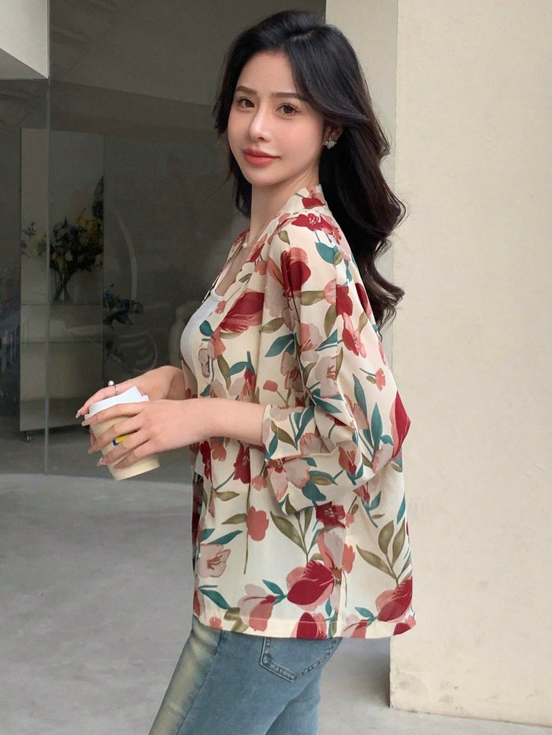 TOPLOT Women's Shrug | Stylish Layering Top | Floral Design Shrug | Easy Wear Structure | Trendy Look | Versatile Casual & Everyday Fashion| Available in Pack of 2 (5148_M_Beige) - Image 3