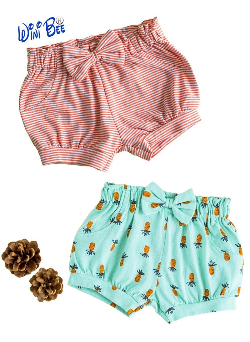 ويني بي شورتات بنات | بلومرز مخططة، بنطال مريح من خليط القطن المسامي لحديثي الولادة حتى 24 شهراً - Image 3