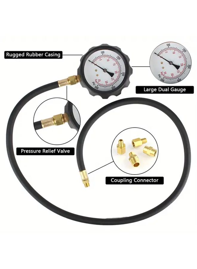 1 Set TU 11A Automotive Hydraulic Oil Pressure Gauge Kit Metal Diagnostic Service Tool Multi Function Transmission Pressure Gauge For Vehicle Maintenance - Image 3