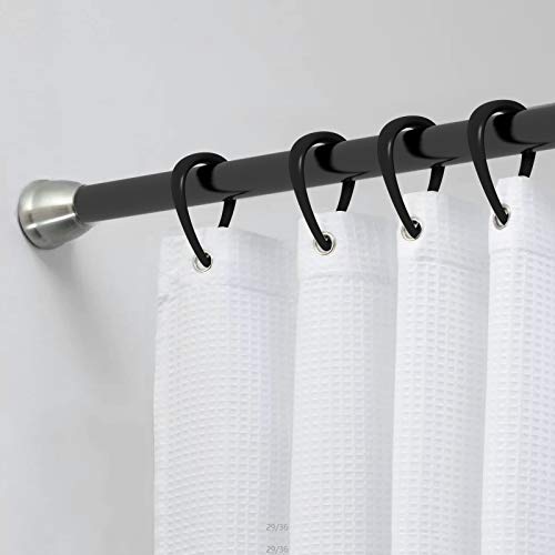 Top-spring Shower Curtain Hooks Black Plastic Shower Curtain Rings, Drop Shaped Shower Hooks for Curtain Bathroom Shower Rod - Set of 12 - Image 3