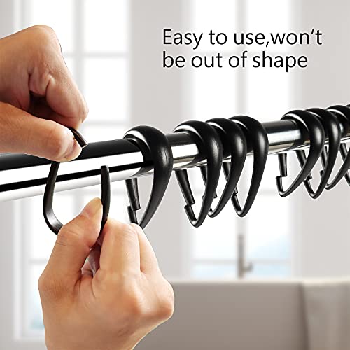 Top-spring Shower Curtain Hooks Black Plastic Shower Curtain Rings, Drop Shaped Shower Hooks for Curtain Bathroom Shower Rod - Set of 12 - Image 2