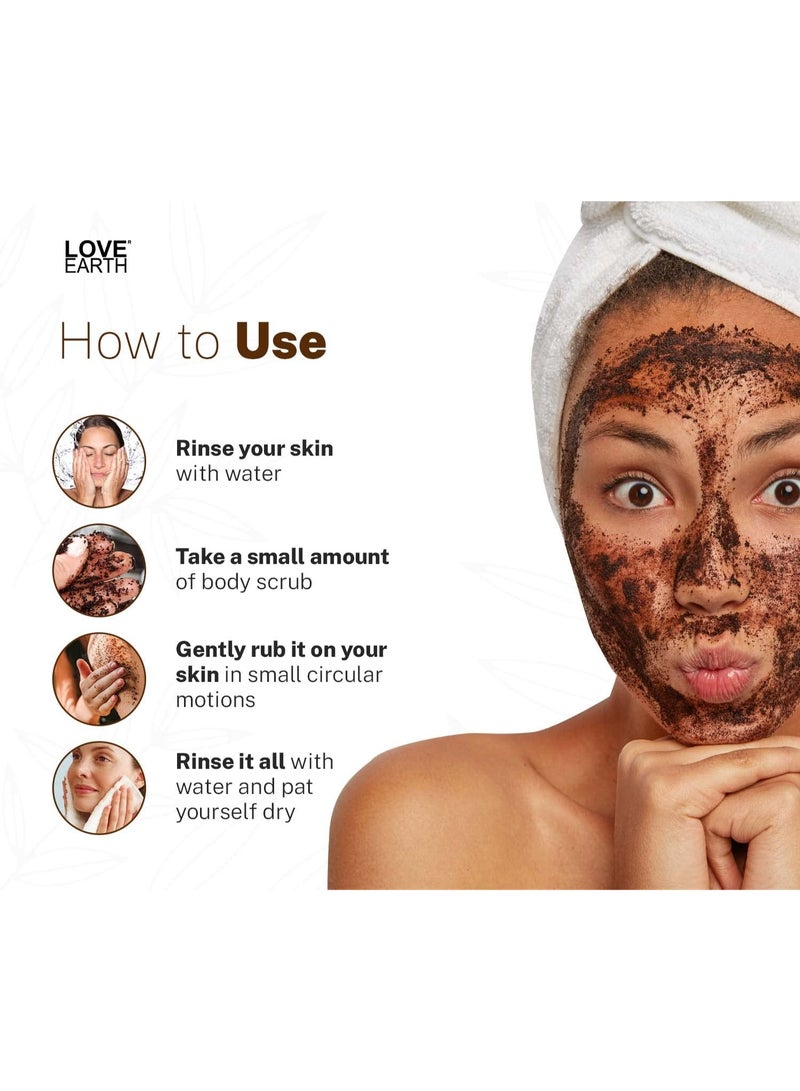 Love Earth Coffee Body Scrub With Organic Shea Butter & Vitamin E For Skin Moisturization & Tan Removal For Soft-Smooth Skin | Bathing Scrub with Coconut Oil | All Skin Types 100gm - Image 5