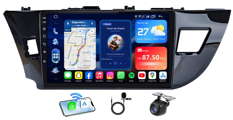 Fortdows 4Core + 64GB ROM Car Radio for Toyota Corolla 2014-2016: 5G WiFi Upgrade 10.2" 1280x800 HD Touchscreen Replacement with Backup Camera Wireless Carplay Android Auto Mirror Link GPS Bluetooth FM - Image 1