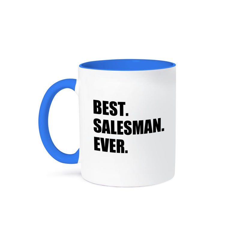 3dRose mug_185017_6 Best Salesman Ever fun gift for great salesmen job appreciation Two Tone Blue Mug 11oz