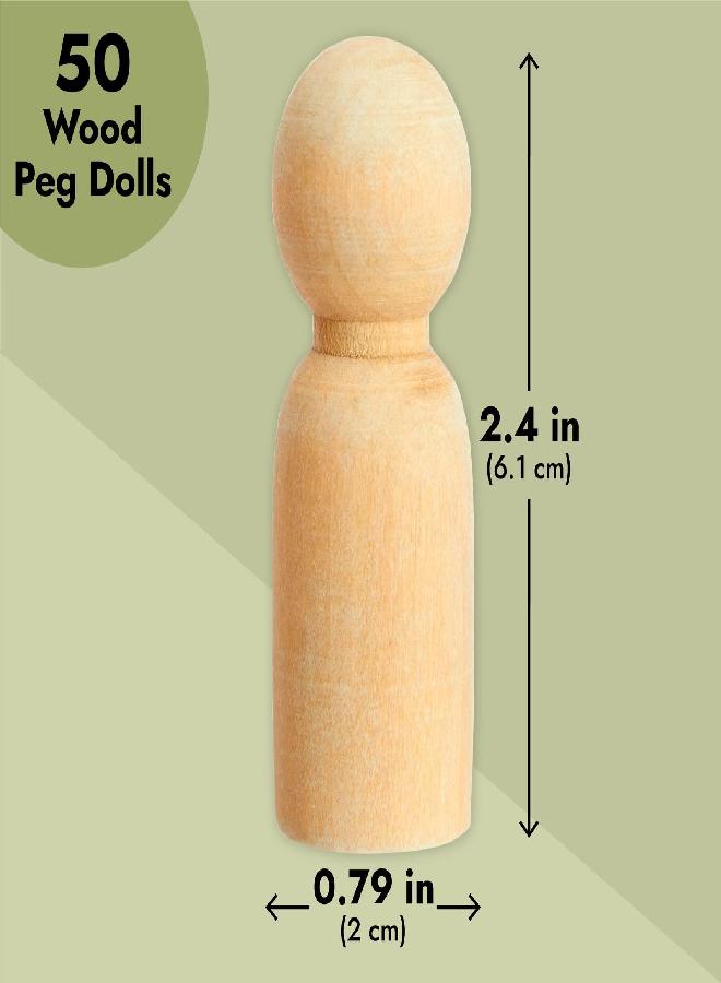Bright Creations Peg Dolls for Doll Making Supplies, Painting & Craft - Wooden Peg People for Crafts - Unfinished, 2.4 in, Natural, 50 Pack - Image 4