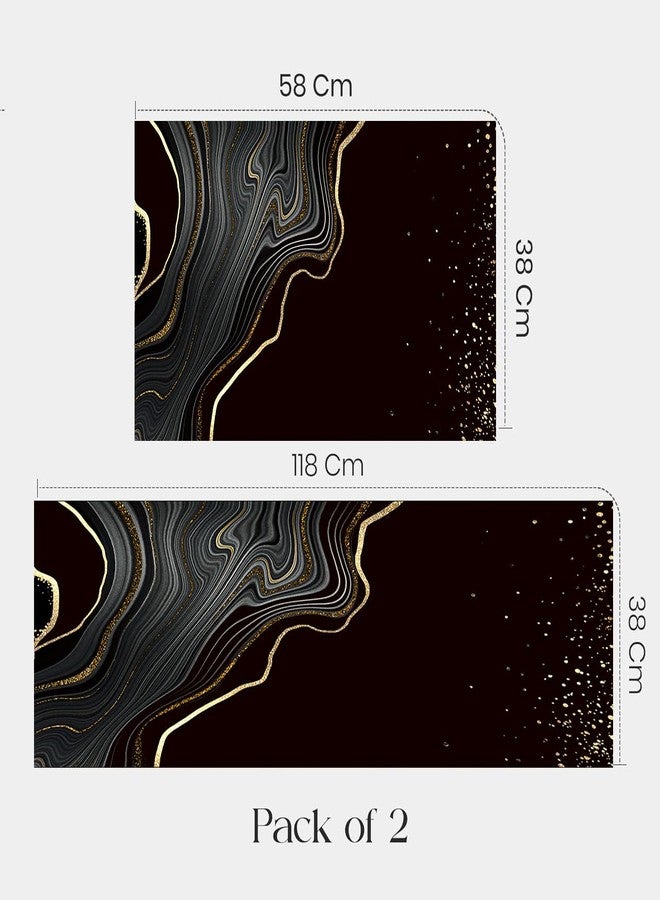 Arcanine Extra Long Kitchen Rug, Black and Gold Marble Decor Non Slip Kitchen Runner Rug with Rubber Backing, Absorbent Quick Dry Bath Mats for Bathtub, Bathroom, Kitchen. (AR-01) - Image 2