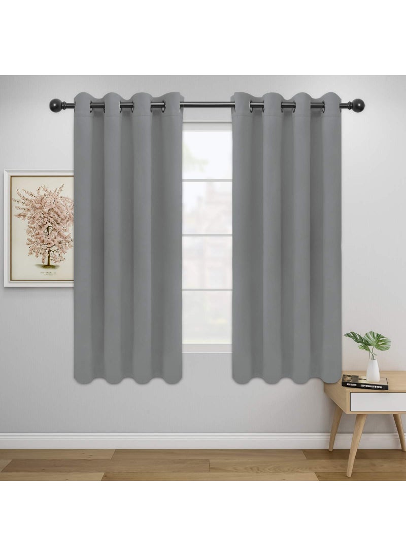 Easy-Going EasyGoing Blackout Curtains for Bedroom Solid Thermal Insulated Grommet and Noise Reduction Window Drapes Room Darkening Curtains for Living Room 2 Panels 52x46 inLight Gray 