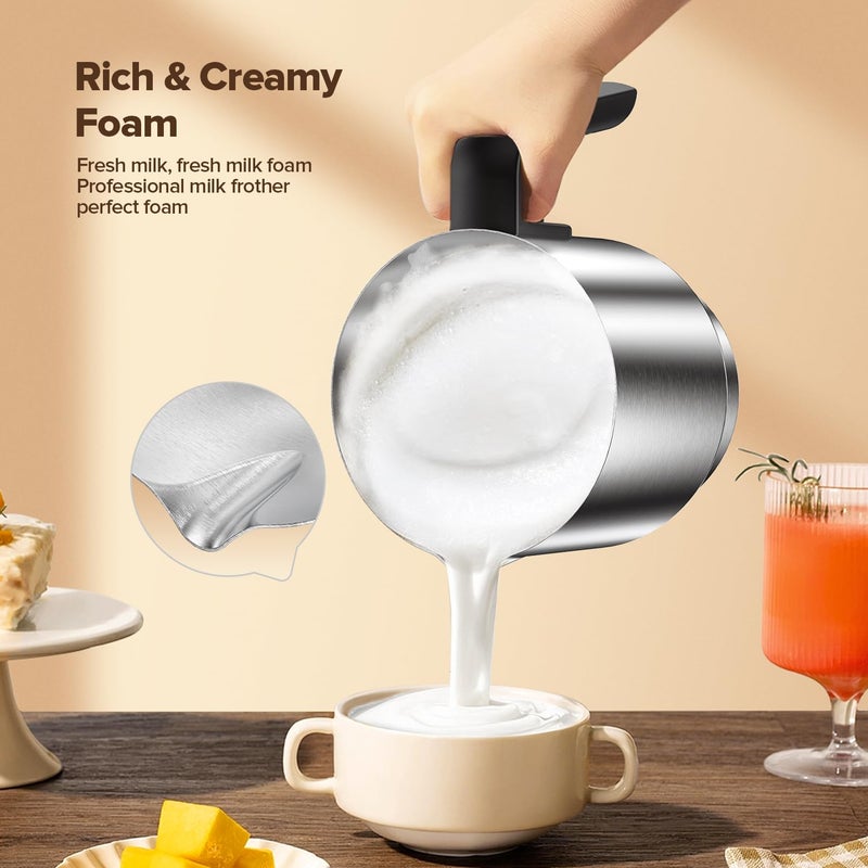 PSIIDAN Milk Frother and Steamer, Large Capacity & Detachable Electric Milk Frother, Automatic Warm and Cold Foam Maker, Hot Chocolate Maker, Stainless Steel Jug, 30.44Oz./900ML - Image 5