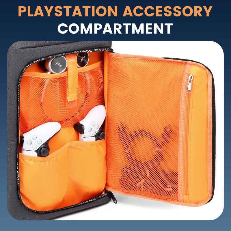 GOTECH Travel Backpack for PS5, Protective Carrying Case Bag for 17.3’’ Laptop, Controllers, Game Discs and More Gaming Accessories, PS5 Carrying Case with Multiple Pockets - Image 3