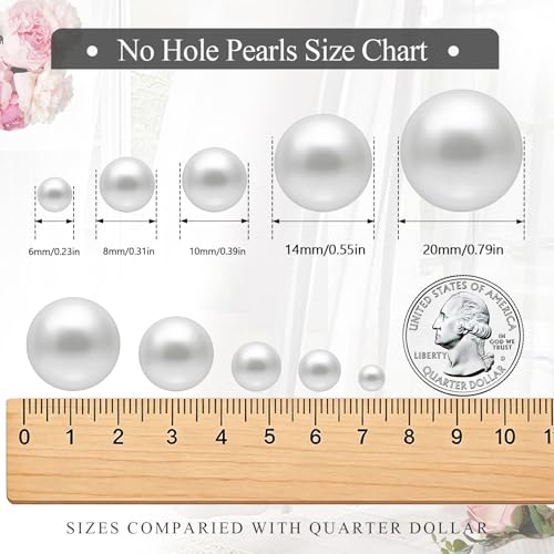 Towenm 20MM White No Hole Pearls for Crafting, 70PCS Big Size Vase Filler Pearl Beads, Faux ABS Round Pearls for Floating Candles Centerpieces Vases Makeup Brush Holder, Jewelry Making, Clothes - Image 3