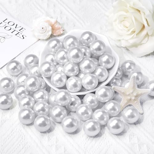 Towenm 20MM White No Hole Pearls for Crafting, 70PCS Big Size Vase Filler Pearl Beads, Faux ABS Round Pearls for Floating Candles Centerpieces Vases Makeup Brush Holder, Jewelry Making, Clothes - Image 2