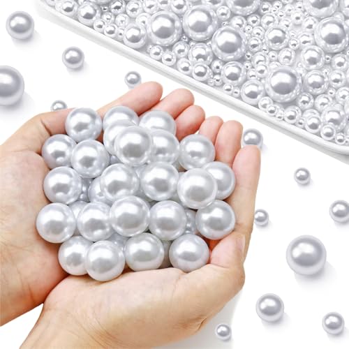 Towenm 20MM White No Hole Pearls for Crafting, 70PCS Big Size Vase Filler Pearl Beads, Faux ABS Round Pearls for Floating Candles Centerpieces Vases Makeup Brush Holder, Jewelry Making, Clothes - Image 1