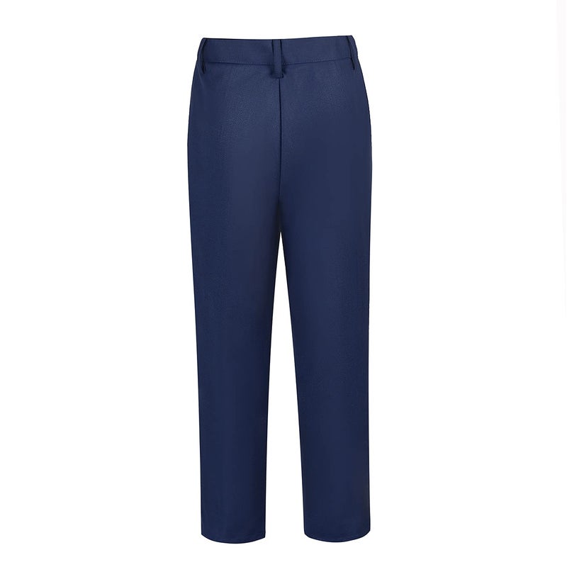 Lycody Boys' Flat Front Dress Pants for Kids Navy School Uniforms Pants with Adjustable Waist Size 10 - Image 4