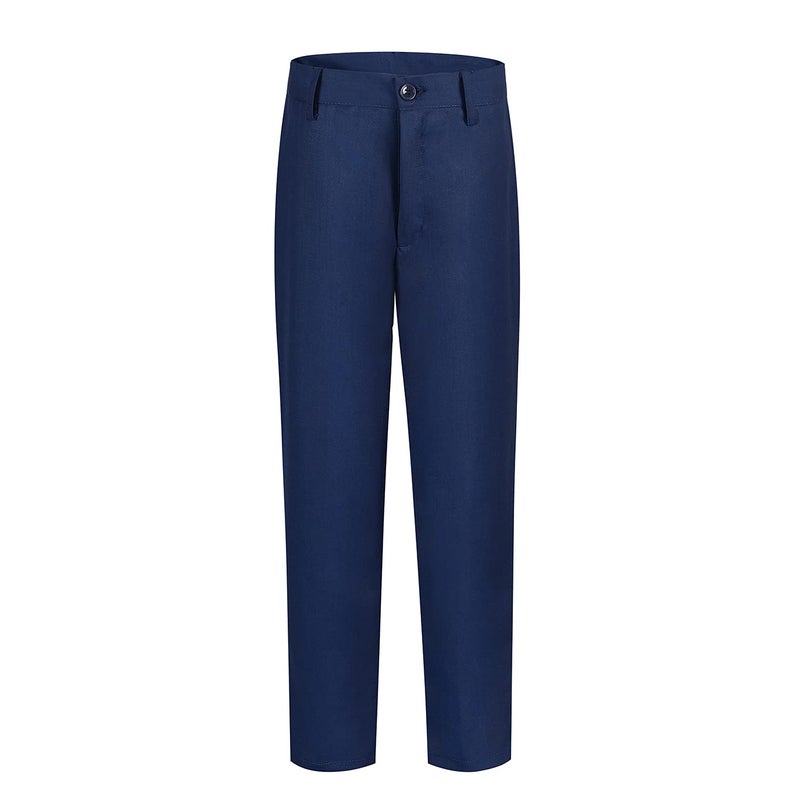 Lycody Boys' Flat Front Dress Pants for Kids Navy School Uniforms Pants with Adjustable Waist Size 10 - Image 2