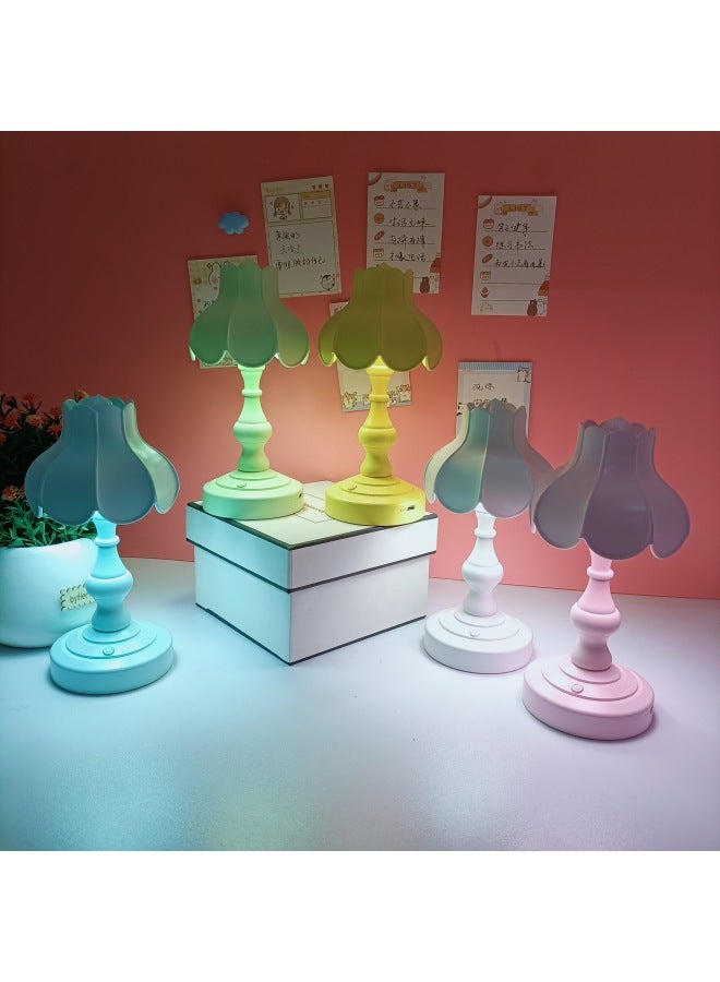 Vintage Lotus Leaf Usb Lamp Girl's Heart Ins Student Dormitory Desktop Flower Decorative Table Lamp Bedroom Ornaments Night Light-Color:LD05 Powder  - Image 3