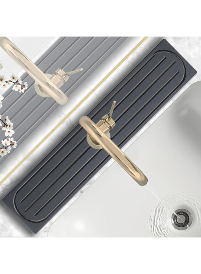 HOMESTAR Stone Faucet Mat for Kitchen Sink with Raised Feet, Sink Mat for Kitchen Faucet, Water Absorbent Diatomite Stones Sinks Tray, Sink Splash Guard & Protectors, Stone Drying Tray for Bathroom Counter - Image 1