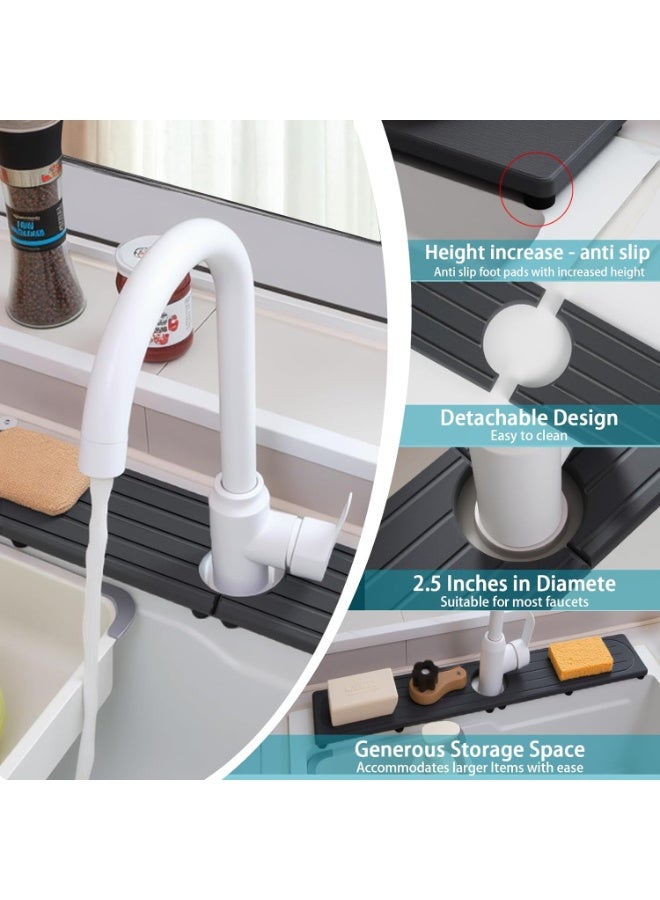 HOMESTAR Stone Faucet Mat for Kitchen Sink with Raised Feet, Sink Mat for Kitchen Faucet, Water Absorbent Diatomite Stones Sinks Tray, Sink Splash Guard & Protectors, Stone Drying Tray for Bathroom Counter - Image 2