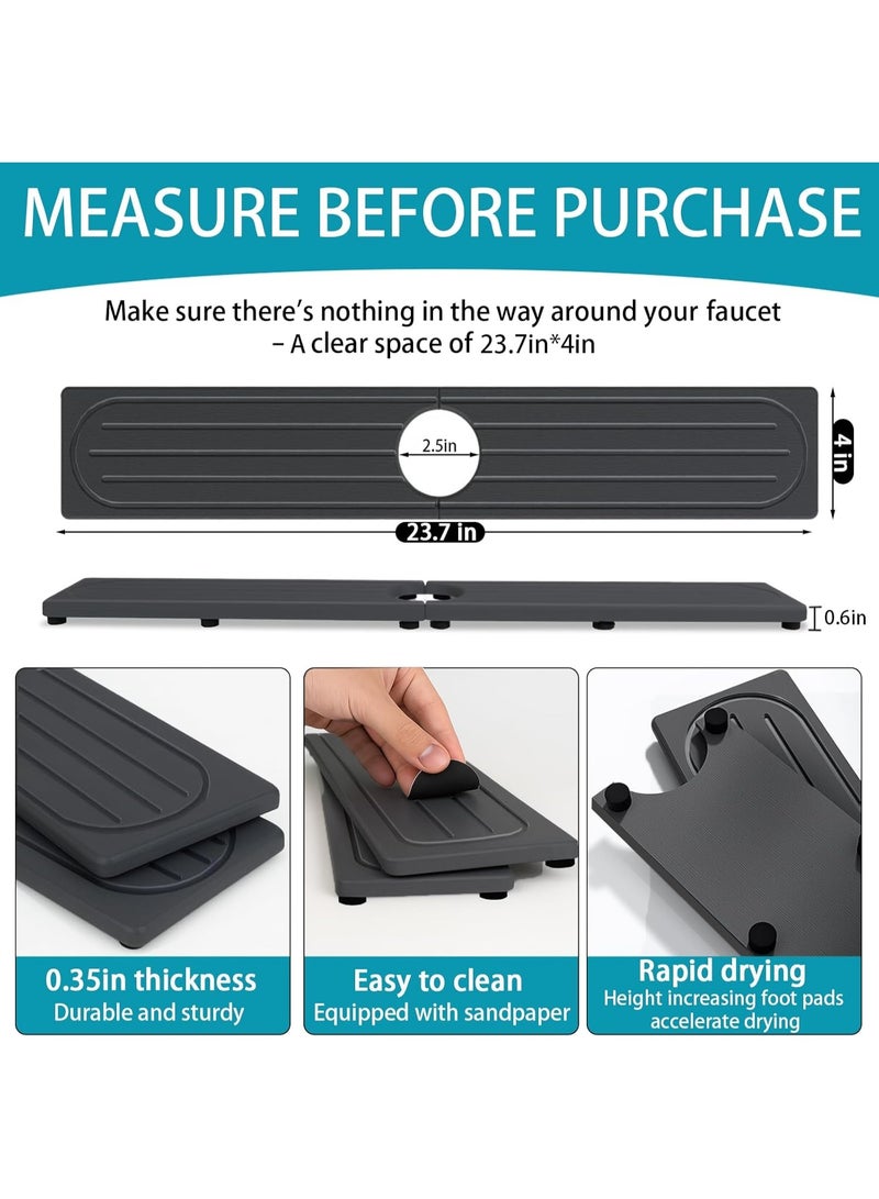 HOMESTAR Stone Faucet Mat for Kitchen Sink with Raised Feet, Sink Mat for Kitchen Faucet, Water Absorbent Diatomite Stones Sinks Tray, Sink Splash Guard & Protectors, Stone Drying Tray for Bathroom Counter - Image 5