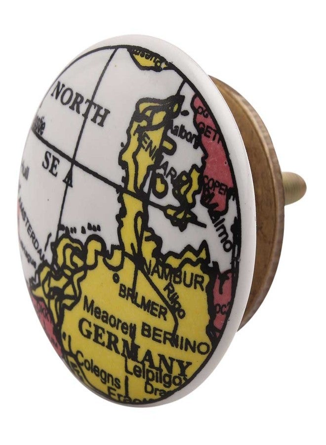 Indian-Shelf 2 Pieces Designer Wardrobe Drawer Knobs for Dresser Germany Map Ceramic Multicolor Farmhouse Door Knobs - Image 1