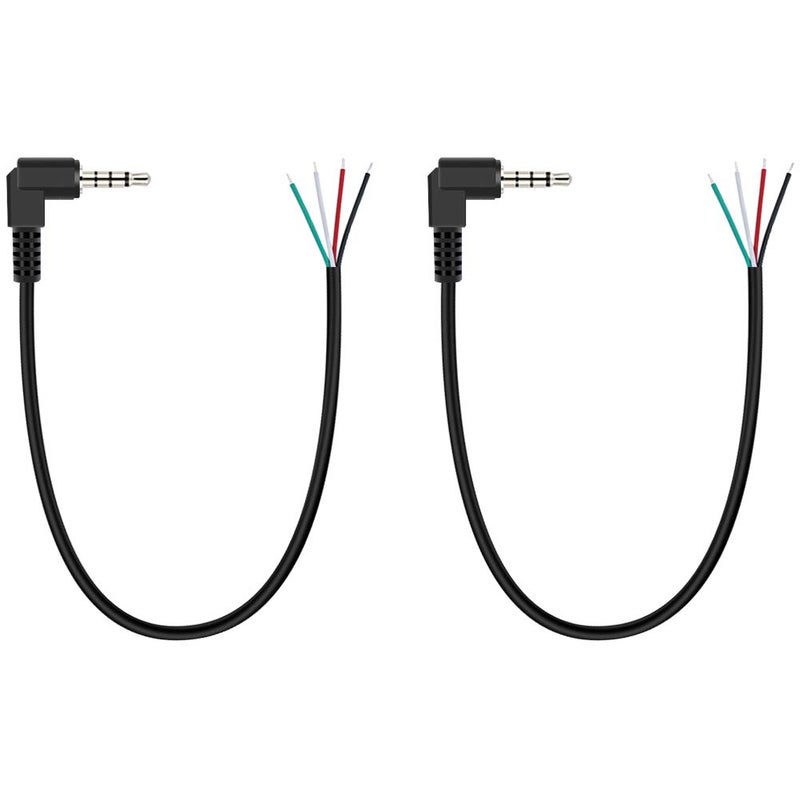 Fancasee (2 Pack Replacement 3.5mm 90 Degree Male Plug to Bare Wire Open End TRRS 4 Pole Stereo 1/8" 3.5mm Plug Jack Connector Audio Cable for Headphone Headset Earphone Microphone Cable Repair - Image 1