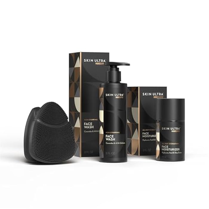 MANSCAPED® Skin Ultra™ Starter Kit - Men's Daily Skincare Routine with Face Buffer PRO Electric Silicone Scrubber, Exfoliating Face Wash with Ceramides, Facial Moisturizer Infused with Hyaluronic Acid - Image 1