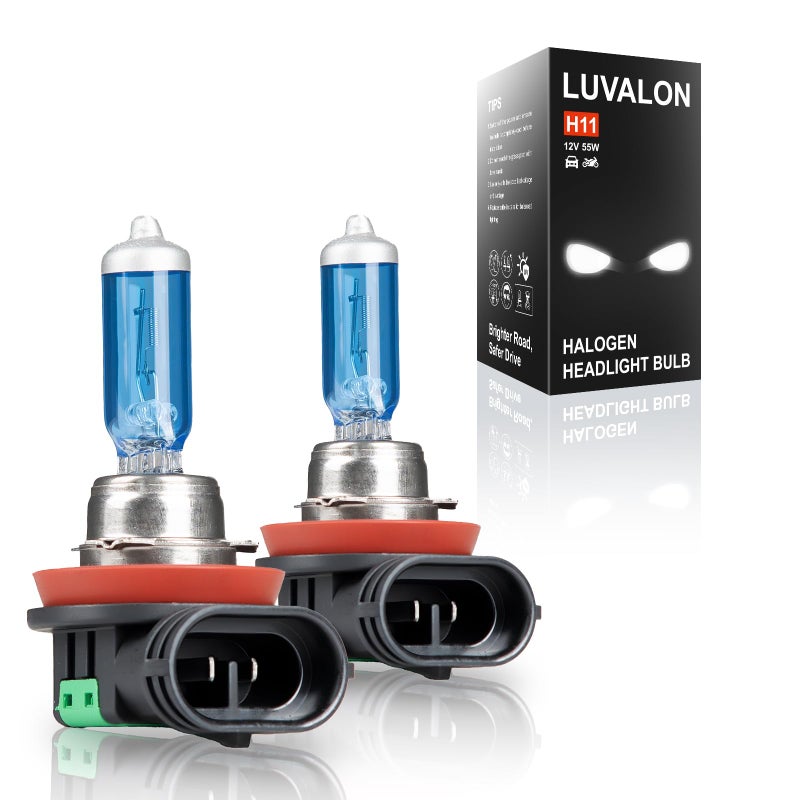 LUVALON H11 Headlight Bulb, 12V 55W H11 Halogen Headlight Bulbs, High Beam, Low Beam and Fog Light Replacement, Automotive Headlight Bulbs, High Performance, Super Bright, 2 Pack - Image 1
