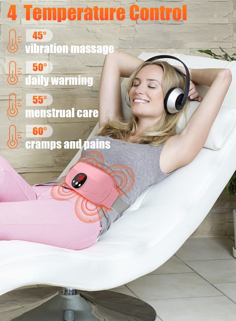 Portable Cordless Heating Pad, Pad for Back Pain with 4 Temperature Control and Massage Control, Electric Fast Belly Wrap Belt Women Girl(Pink) - Image 4
