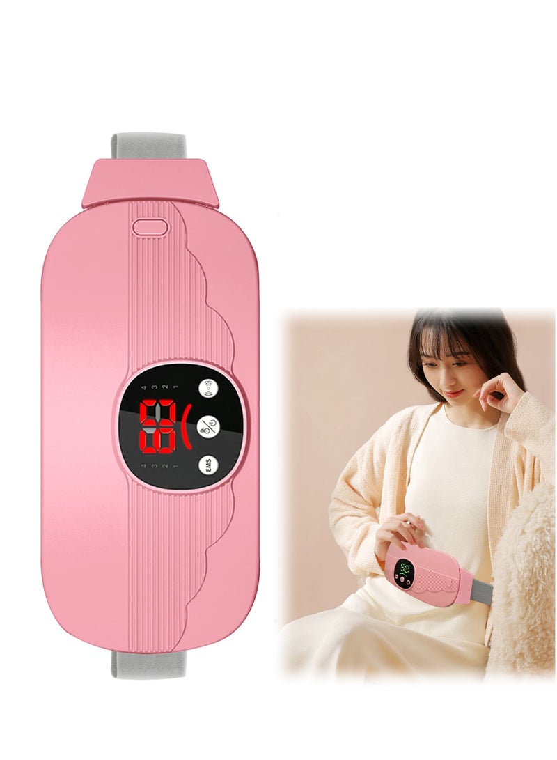 Portable Cordless Heating Pad, Pad for Back Pain with 4 Temperature Control and Massage Control, Electric Fast Belly Wrap Belt Women Girl(Pink) - Image 1